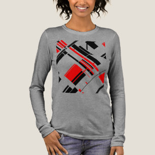 Red Black Diagonal Shapes Lines MCM-inspired Art Tri-Blend Shirt