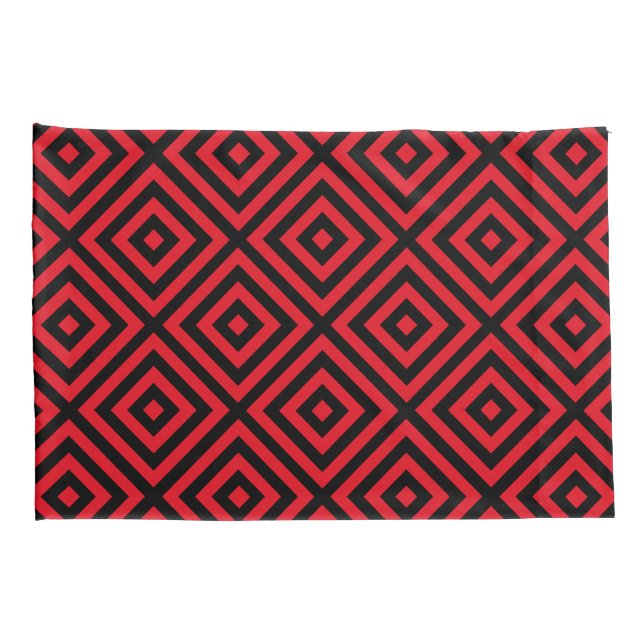 Red Black Diamond Pattern Pillowcase (Back-Right)
