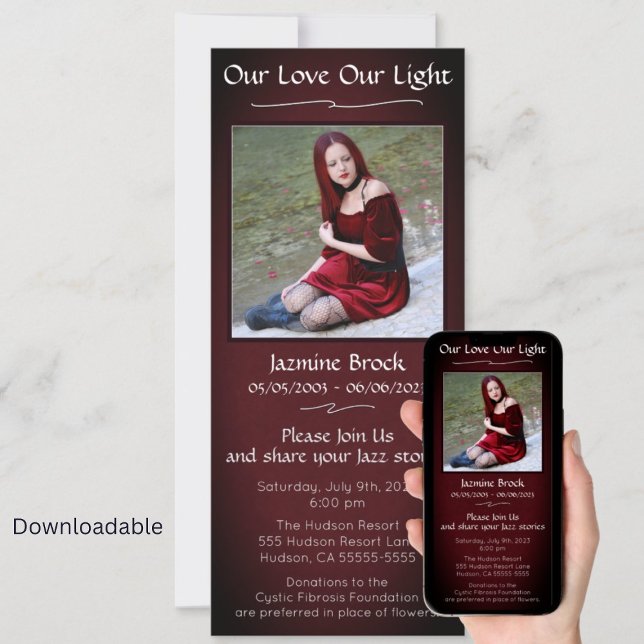 Red & Black Digital Memorial Invitation (Creator Uploaded)