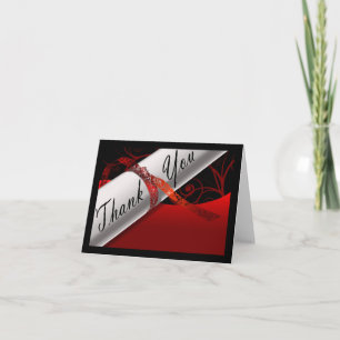 Red & Black Diploma Thank You Card