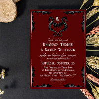 Red Black Dragon Monogram Fantasy Wedding