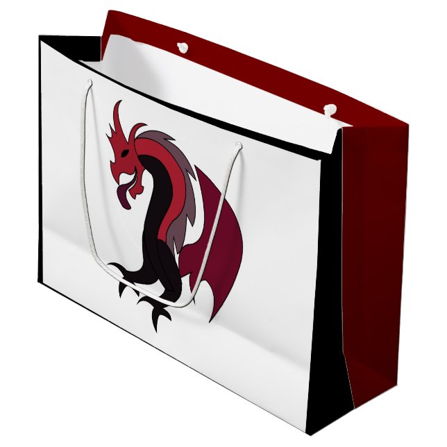 Red Black Dragon Mythical Creature Large Gift Bag (Front Angled)