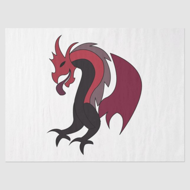 Red Black Dragon Mythical Creature Tissue Paper (Front)