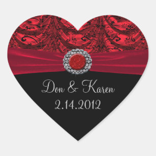 Red & Black Draped Baroque Heart Sticker