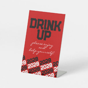 Red & Black Drink Table Graduation Pedestal Sign