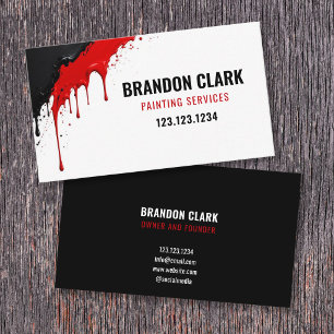 Red Black Drip Corner Splatter Design Painting Business Card