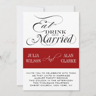 Red Black Eat, Drink, Be Married Wedding Invite