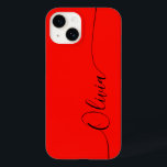 Red Black Elegant Calligraphy Script Name Case-Mate iPhone 14 Case<br><div class="desc">Red Black Elegant Calligraphy Script Custom Personalised Name iPhone 14 Smart Phone Cases features a modern and trendy simple and stylish design with your personalised name in elegant hand written calligraphy script typography on a red background. Designed by ©Evco Studio www.zazzle.com/store/evcostudio</div>