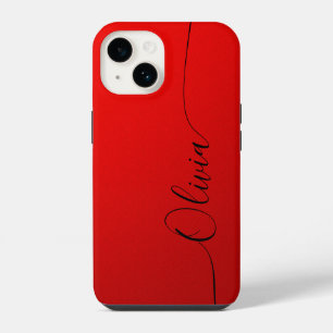 Red Black Elegant Calligraphy Script Name iPhone 14 Case