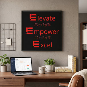 Red & Black Elevate Empower Excel Motivational Poster