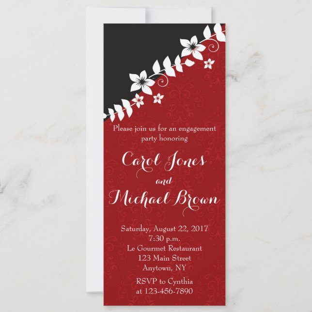 Red Black Engagement Invitation party (Front)