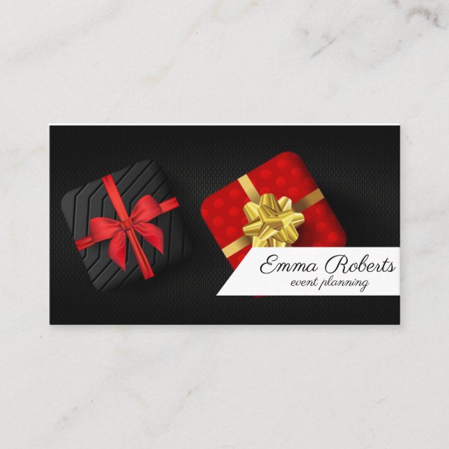 Red Black Event Planning Business Card (Front)