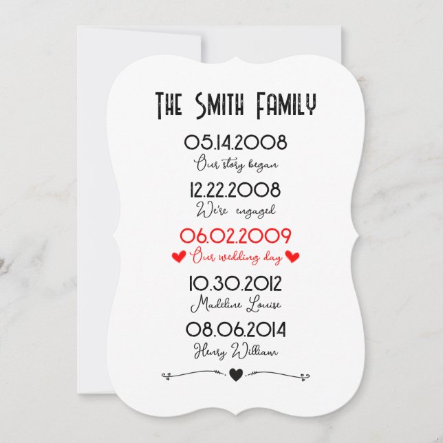 Red Black Family Important Dates Memorable Special (Front)
