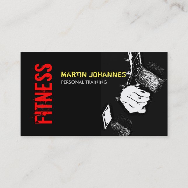 Red Black Fitness Personal Trainer Business Card (Front)