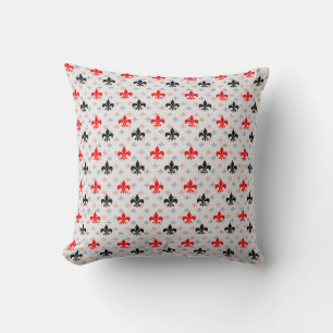 Red Black Fleur De Lis Cushion