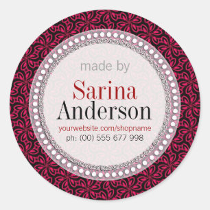 Red Black Floral Pattern Made By Labels Stickers