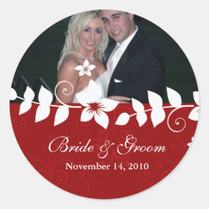 Red Black Floral wedding sticker