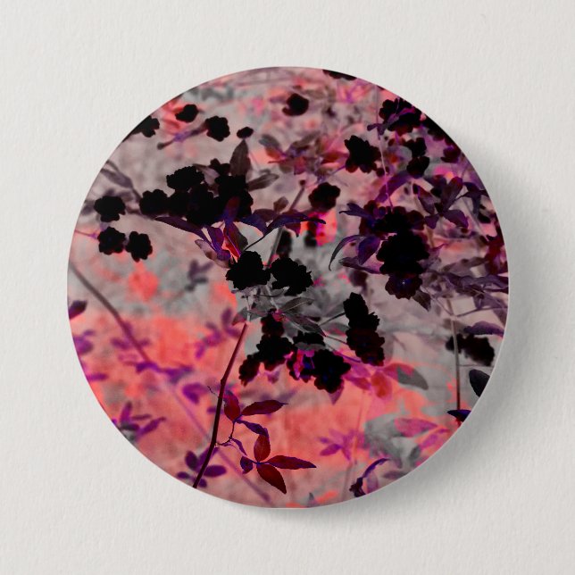 Red black flower pattern design graphic art 7.5 cm round badge (Front)