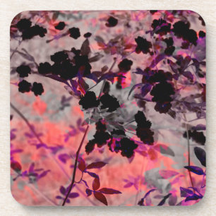 Red black flower pattern design graphic art coaster