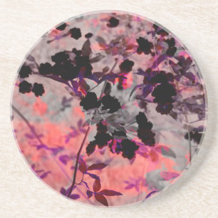 Red black flower pattern design graphic art coaster