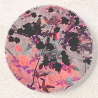 Red black flower pattern design graphic art coaster