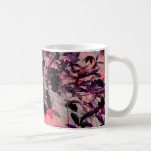 Red black flower pattern design graphic art coffee mug