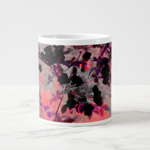Red black flower pattern design graphic art large coffee mug