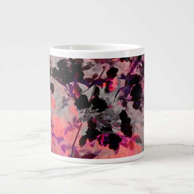 Red black flower pattern design graphic art large coffee mug (Front)