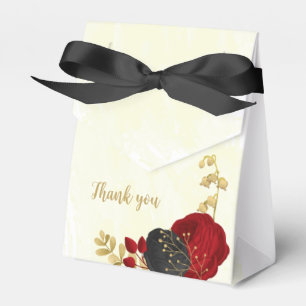 red & black flowers gold botanical wedding favour box