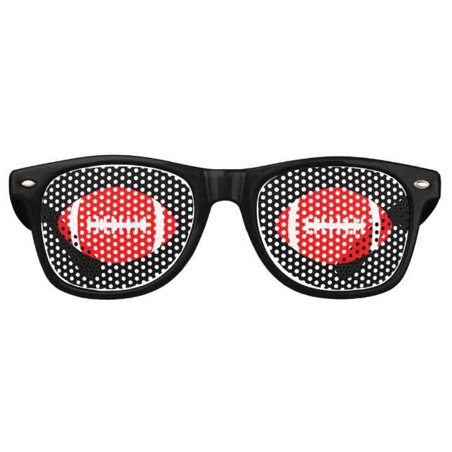 Red & Black Football Fan Gameday Tailgate Sports Retro Sunglasses (Front)