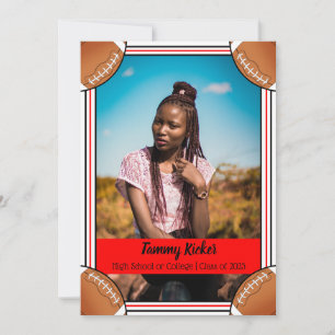 Red & Black Football Graduation Announcement
