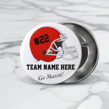 Red Black Football Helmet•Custom Button