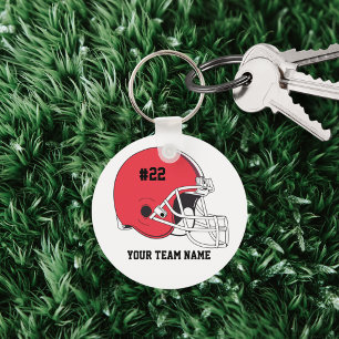 Red Black Football Helmet•Custom Key Ring