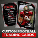 Red & Black Football Trading Card Football Player<br><div class="desc">This bold and modern football trading card template is perfect for showcasing your favourite player. Customise it with your own photo,  name,  stats,  and team information. The red and black colour scheme is sure to stand out,  making it a great gift for any football fan.</div>