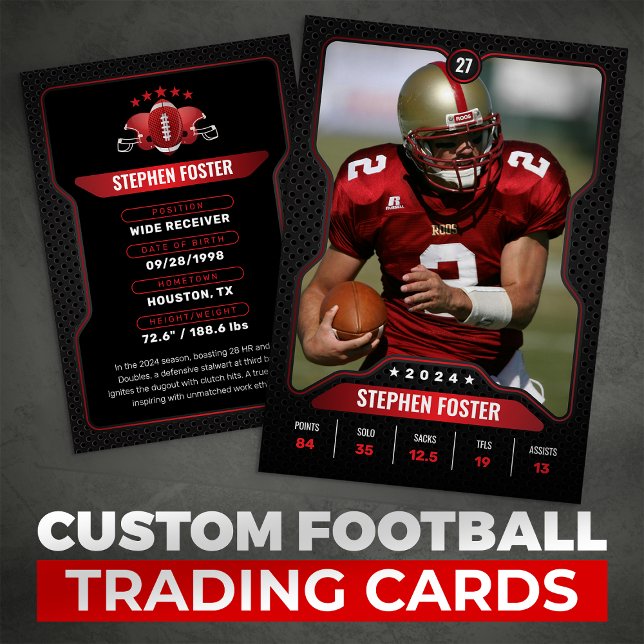 Red & Black Football Trading Card Player Photo (Creator Uploaded)