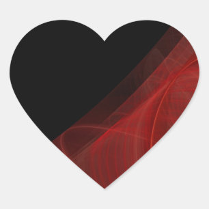 Red & Black Fractal Background Heart Sticker