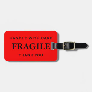 Red Black Fragile Handle with Care Thank You Luggage Tag