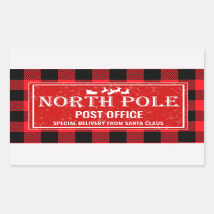  Red Black From North Pole Santa Claus  Rectangular Sticker