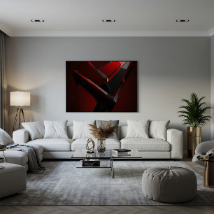 Red Black Geometric Abstract Shard Poster