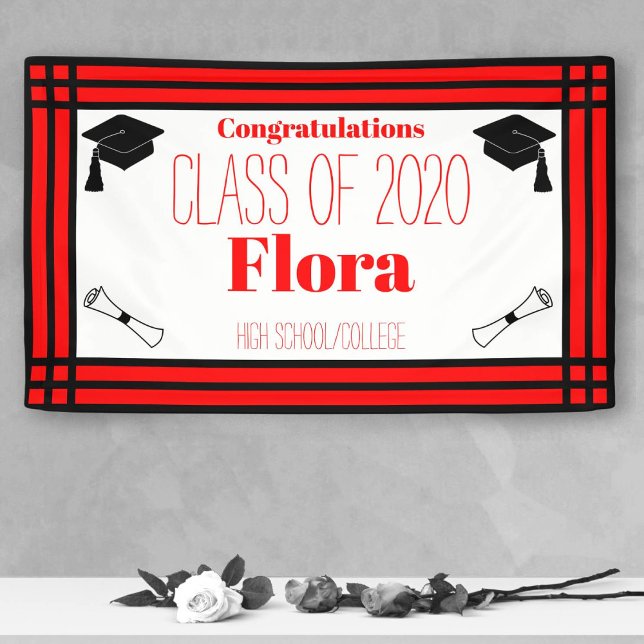 Red Black Geometric Graduation Party Banner (Creator Uploaded)