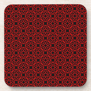 Red Black Geometric Seamless Pattern Coaster