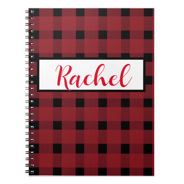 Red Black Gingham Personalised Notebook (Front)