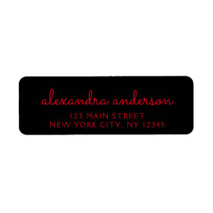 Red Black Girly Script Monogram Name Modern