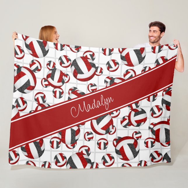 red black girly team colours volleyballs net accen fleece blanket (In Situ)