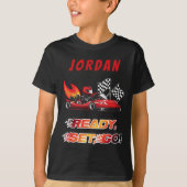 Red | Black Go Kart Racing Birthday T-Shirt (Front)