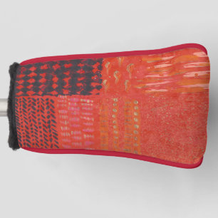 Red Black Gold Abstract Golf Putter Head Cover