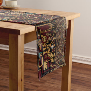 Red Black & Gold Aztec Inspired Design Long Table Runner