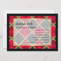 Red Black Gold Birthday Party Invitation
