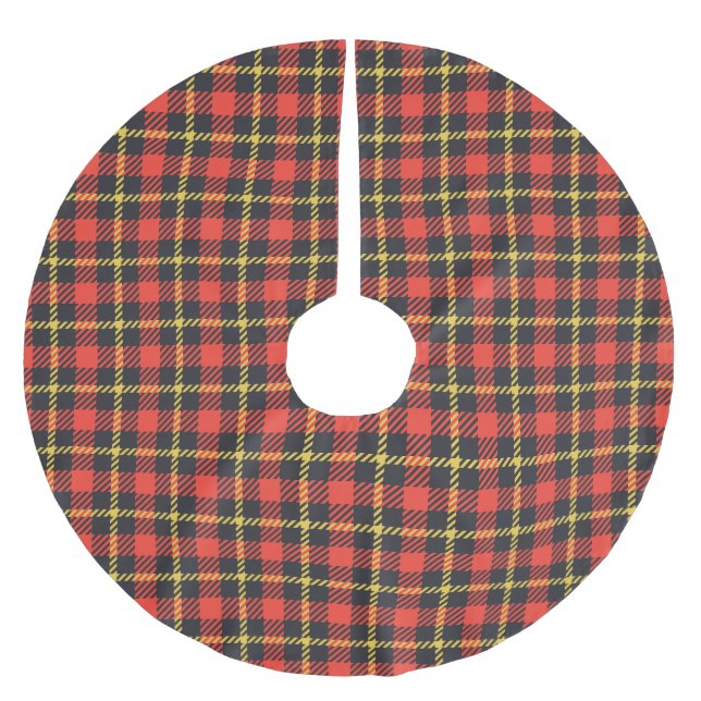Red Black Gold Plaid Tree Skirt (Front)