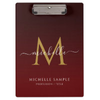 Red Black Gold Script Typography Name Monogram